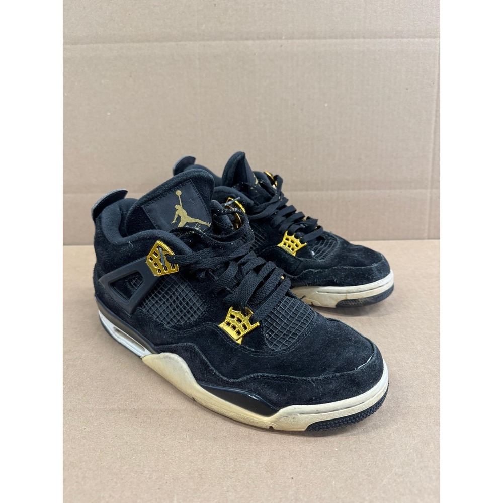 Nike Air Jordan 4 Retro Royalty Sneakers Black Gold 308497-032 Men Size 11 US